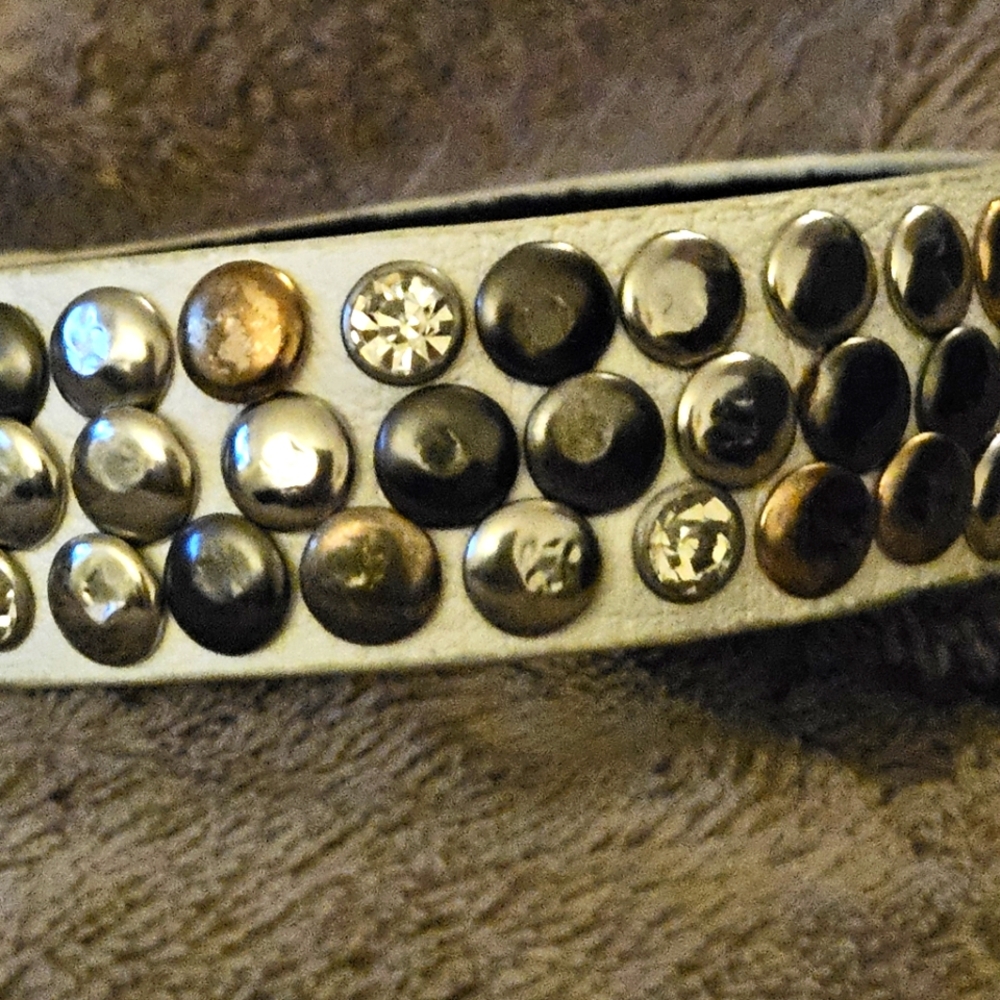 White Studded Leather Bracelet